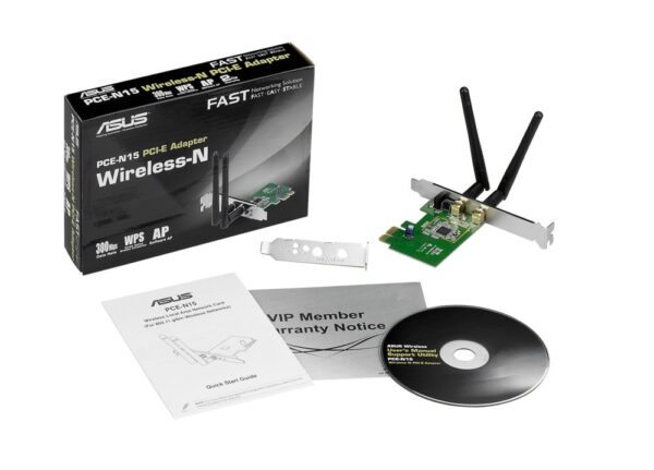 Asus PCE-N15 WiFi LAN PCI-Express-Adapter 300 Mbit/s - Image 4